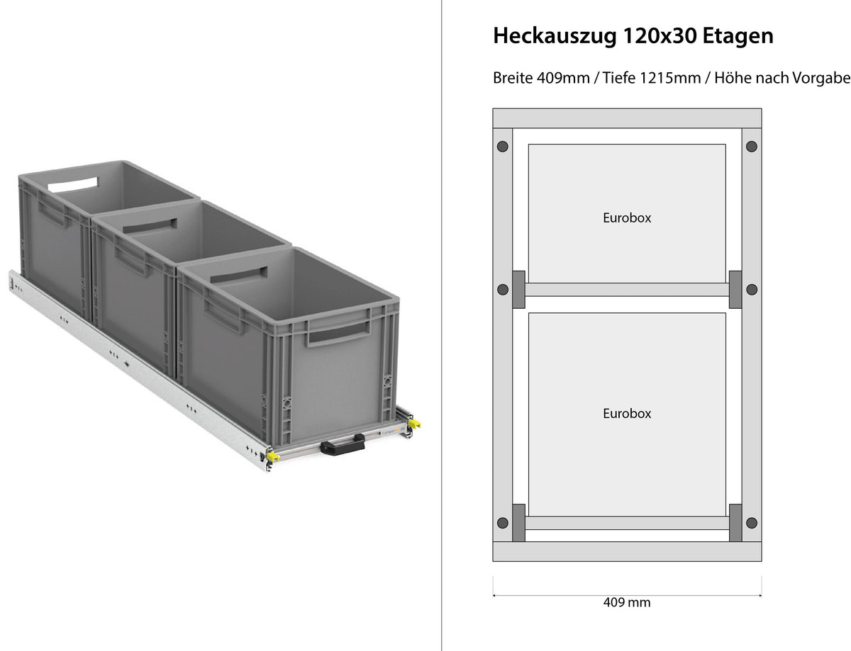 Achteruitrek Camper Bestelwagen 1200mm x 400mm Verdiepingen