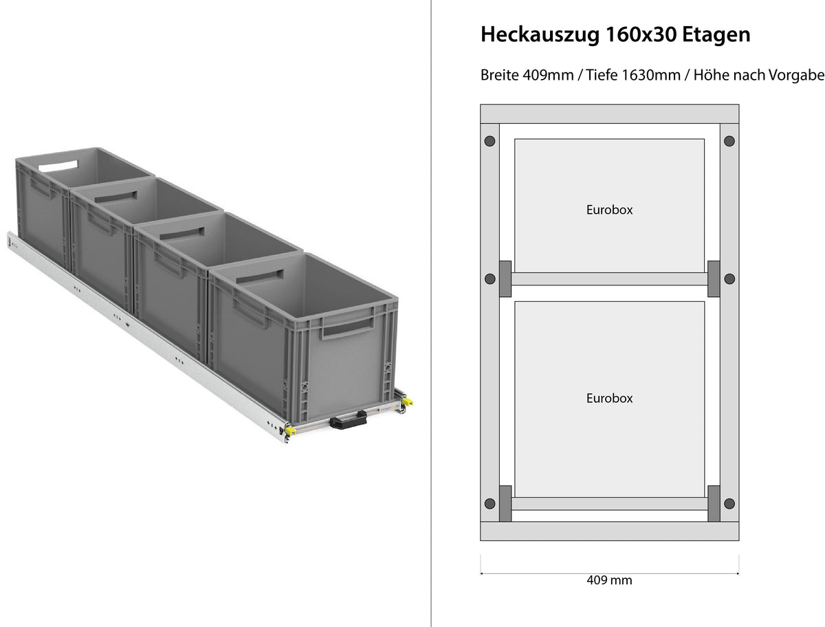 Extension arrière pour fourgon aménagé 1200 mm x 400 mm à étages