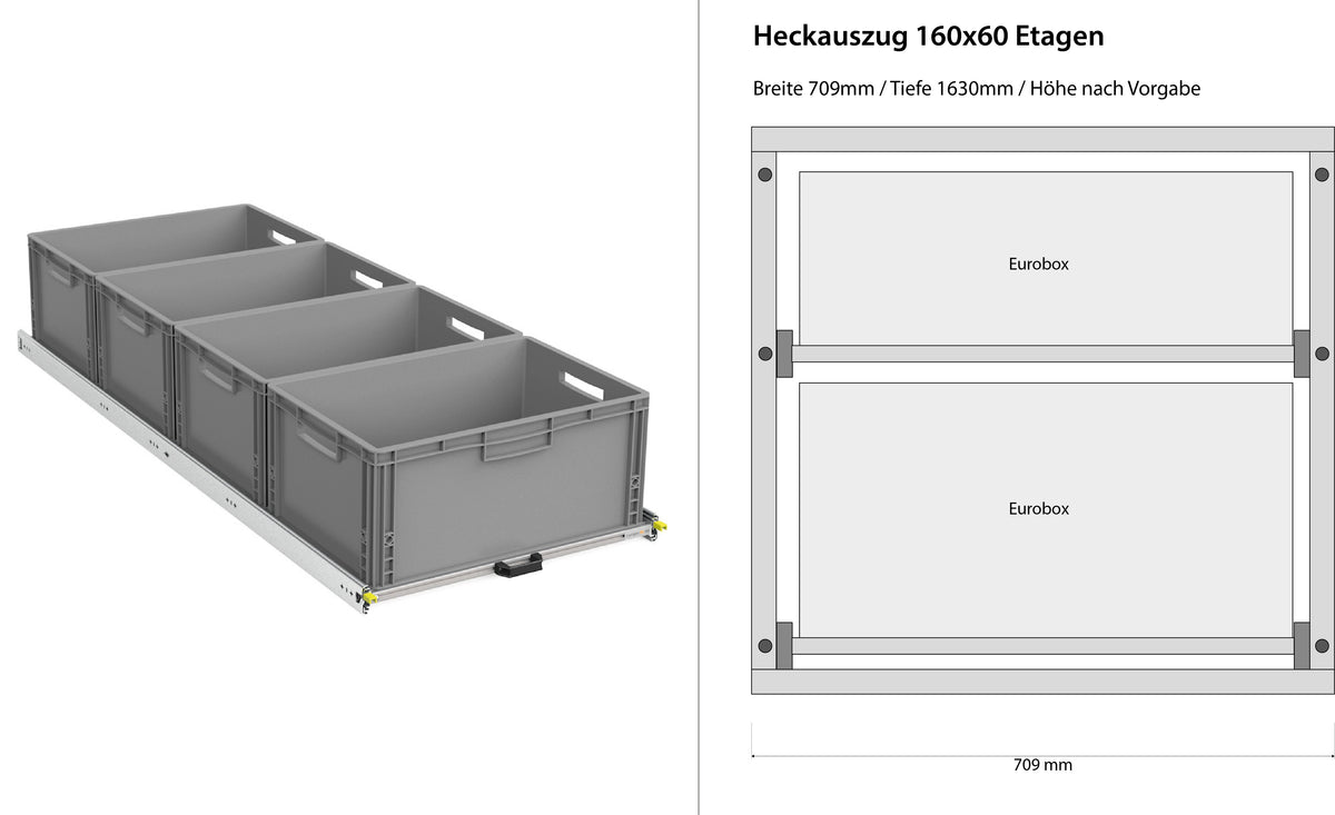 Extension arrière pour fourgon aménagé 1200 mm x 400 mm à étages