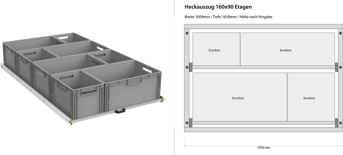 Extension arrière pour fourgon aménagé 1200 mm x 400 mm à étages
