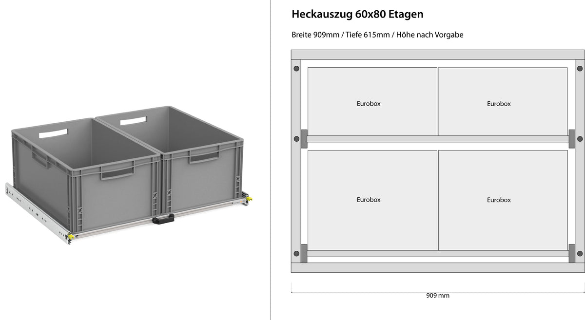 Extension arrière pour fourgon aménagé 1200 mm x 400 mm à étages