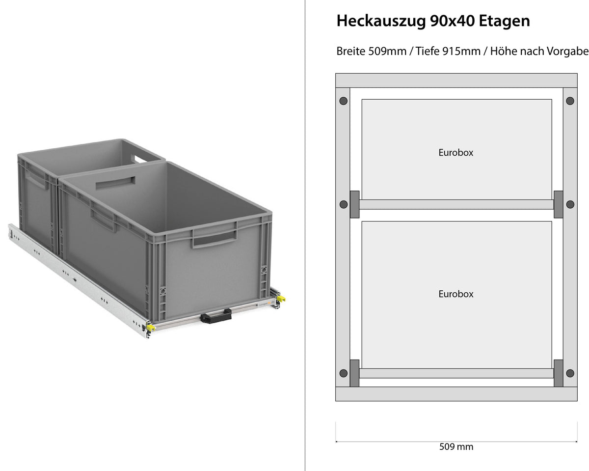 Achteruitrek Camper Bestelwagen 1200mm x 400mm Verdiepingen