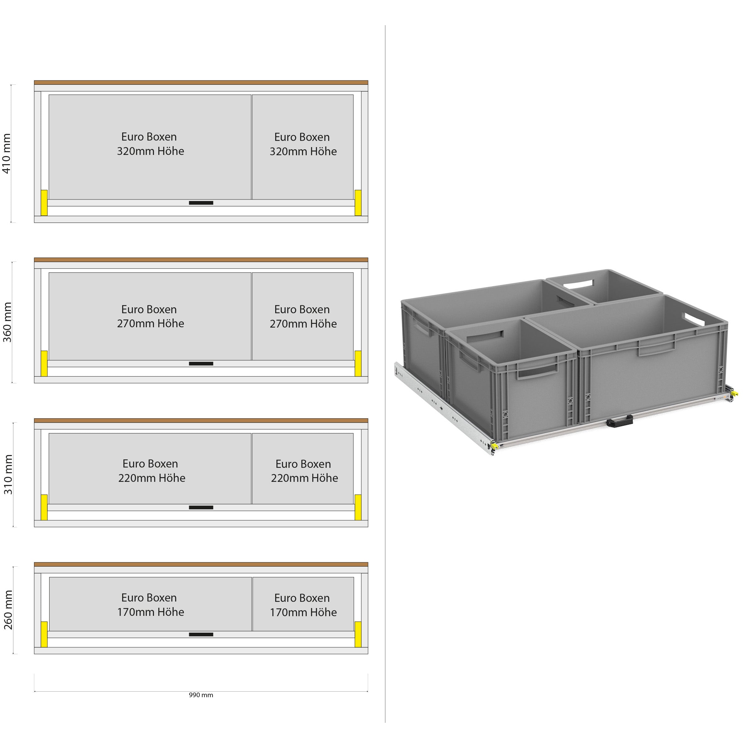Tiroir arrière Camper Kastenwagen avec étagère 1200mm x 400mm