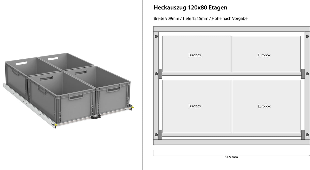 Achteruitrek Camper Bestelwagen 1200mm x 400mm Verdiepingen