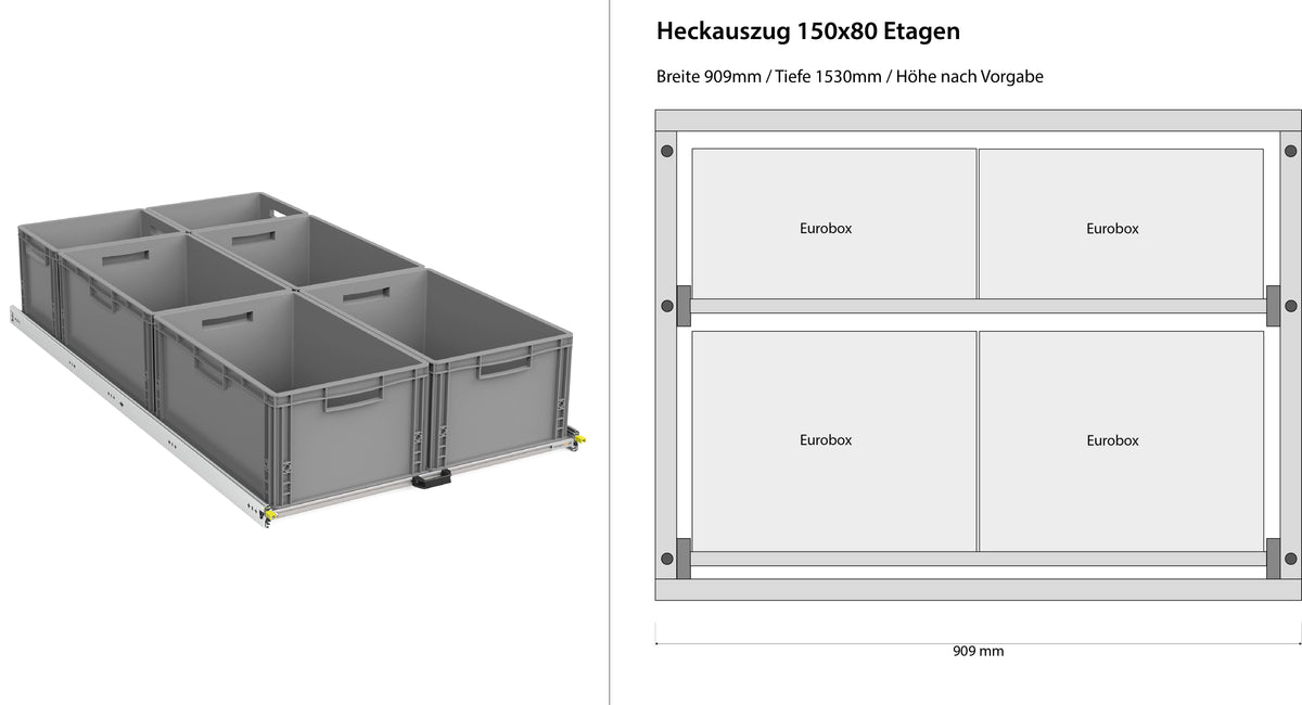 Extension arrière pour fourgon aménagé 1200 mm x 400 mm à étages