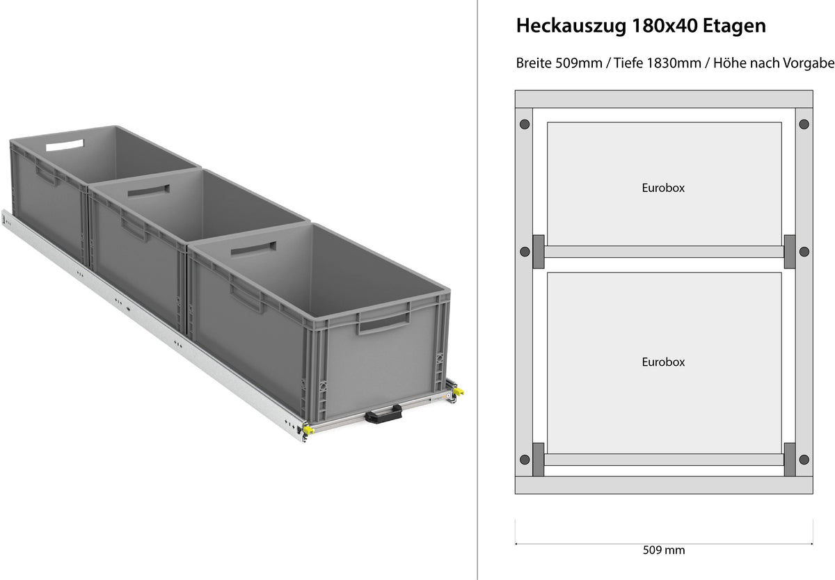 Extension arrière pour fourgon aménagé 1200 mm x 400 mm à étages