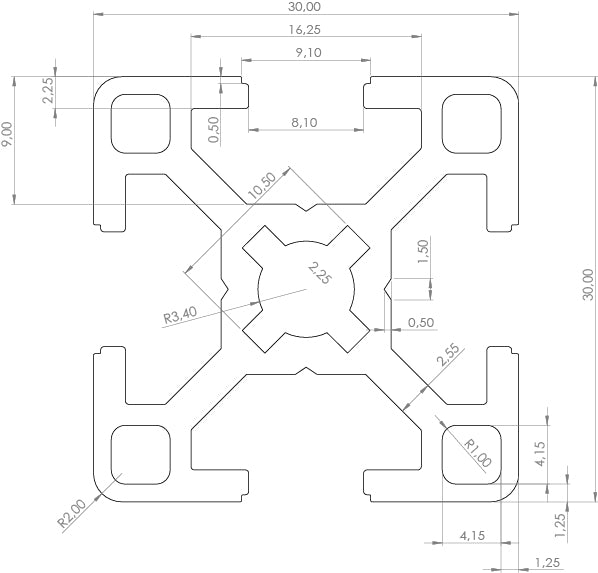 Profilé 20mm x 20mm - rainure 6 - compatible B