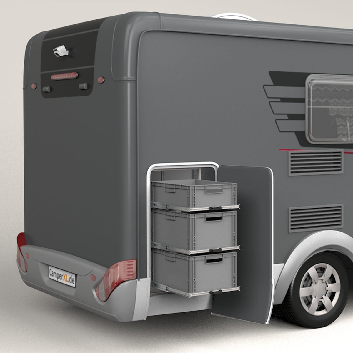 Pull-out shelf for motorhome rear garage